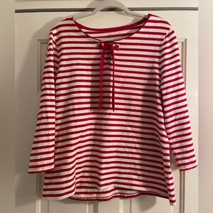 Talbots Red and White Striped Top with Bow